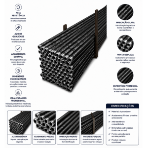 Haste 1″ X 1mt com luva Haste de Sondagem 1" x 1,00 m com Luva